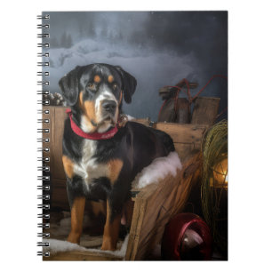 Greater Swiss Mountain Snowy Sleigh Christmas Notebook