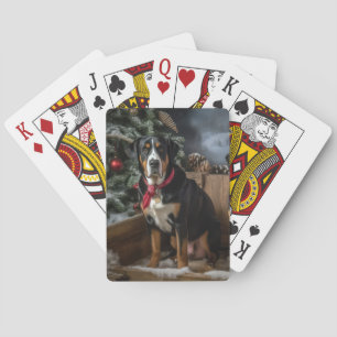 Greater Swiss Mountain Snowy Sleigh Christmas Playing Cards