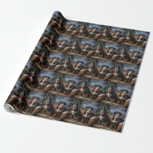 Greater Swiss Mountain Snowy Sleigh Christmas  Wrapping Paper