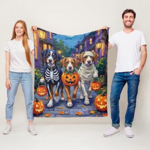 Greater Swiss Mountain Trick-or-Treating Halloween Fleece Blanket