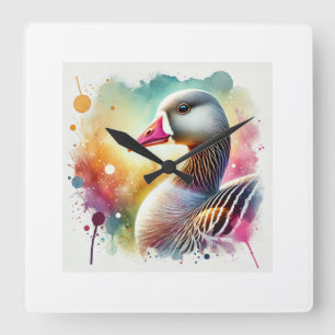 Greater Whitefronted Goose 180724AREF141 - Waterco Square Wall Clock