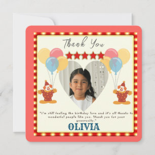 GREATEST 5TH  Birthday Party Circus THEME Thank You Card