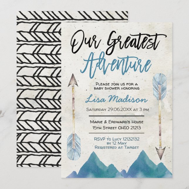 Greatest adventure baby shower invitation (Front/Back)