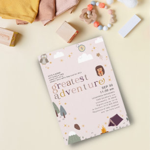 Greatest Adventure Girl Soft Pink Baby Shower Invitation