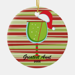 Greatest Aunt Wine Glass Christmas Ornament