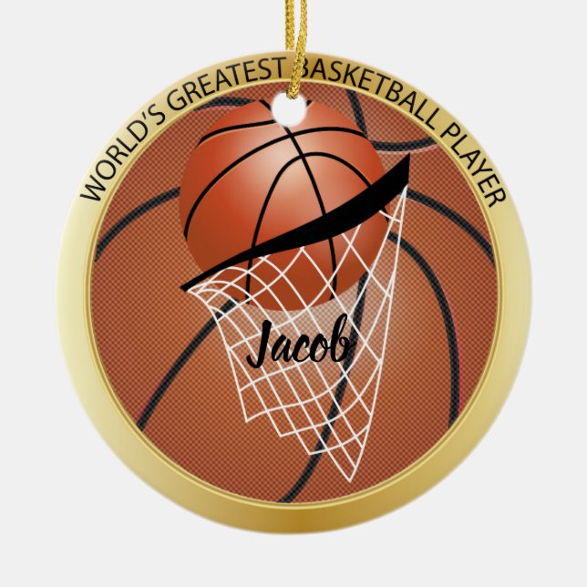 Greatest Basketball Player Ceramic Tree Decoration (Front)