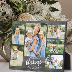 Greatest Blessings Call me Mum 6 Photo Grey Wood Plaque
