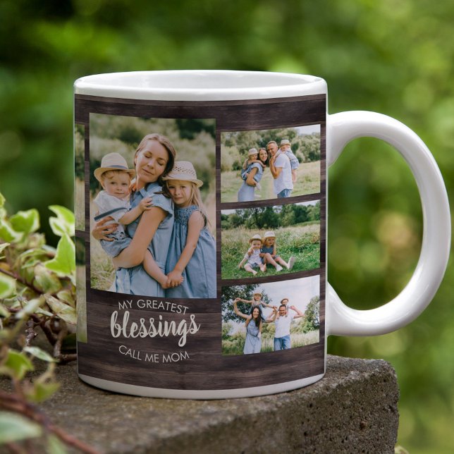 Greatest Blessings Quote 12 Photo Rustic Wood Coffee Mug (Creator Uploaded)