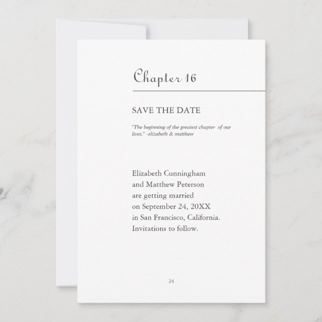 Greatest Chapter Of Our Lives | Book Format Save The Date (Front)