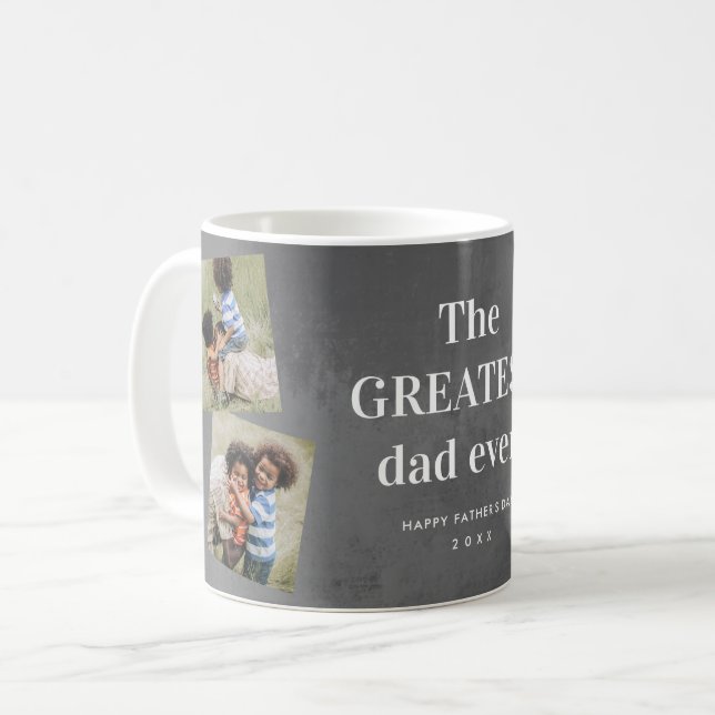 Greatest Dad 3 Photo Collage Father's Day Coffee Mug (Front Left)