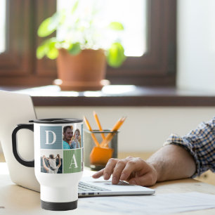 Greatest Dad   Color Block Photo Collage Travel Mug