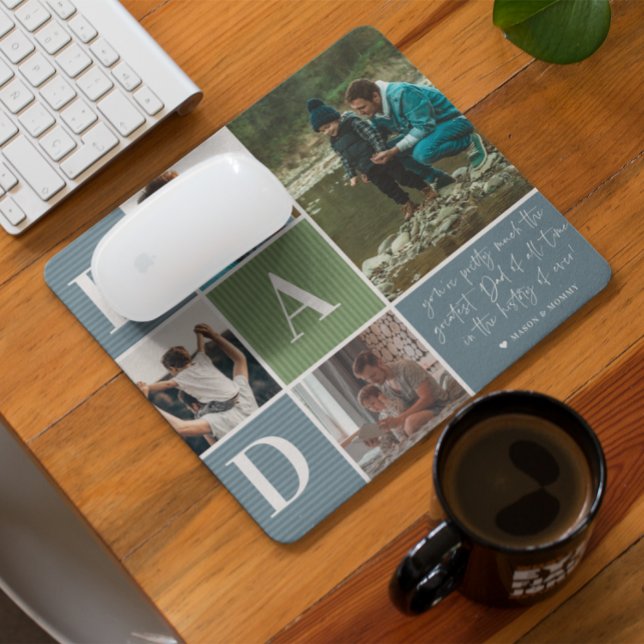 Greatest Dad | Colour Block Photo Collage Mouse Mat (Creator Uploaded)
