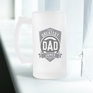 Greatest Dad Ever Modern Father's Day Gift Frosted Glass Beer Mug