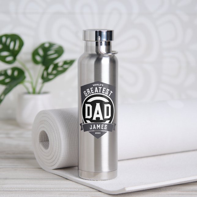 Greatest Dad Ever Modern Father's Day Gift Water Bottle (Yoga)