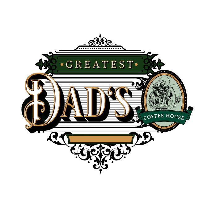 Greatest Dad's Coffee House Retro Motorcycle Logo Travel Mug (Add Your Text)
