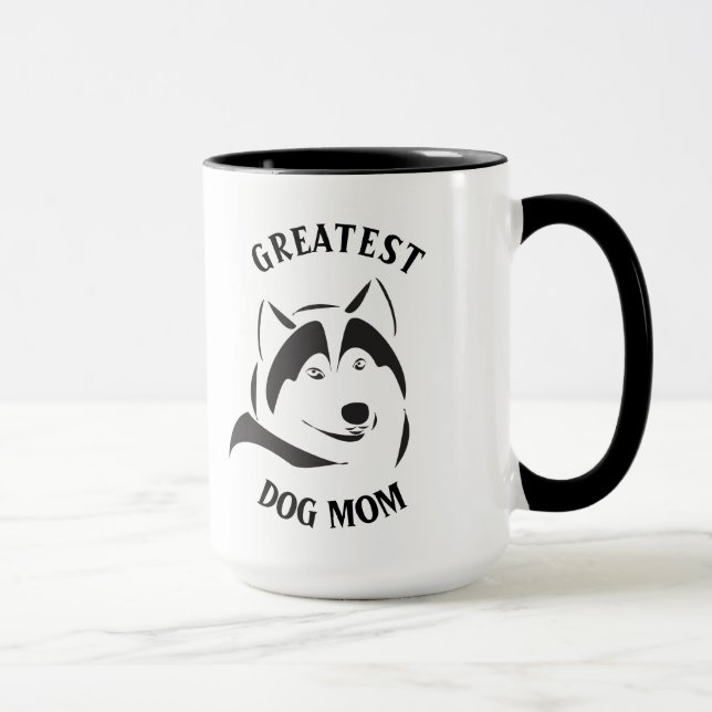 Greatest Dog Mum Black Dog Illustration Mug (Right)