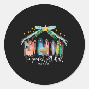 Greatest Gift Of All Jesus Christmas Christian Men Classic Round Sticker