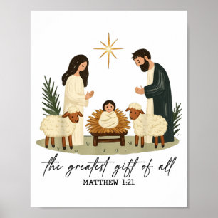 Greatest Gift Of All Nativity Scene Christian Chri Poster