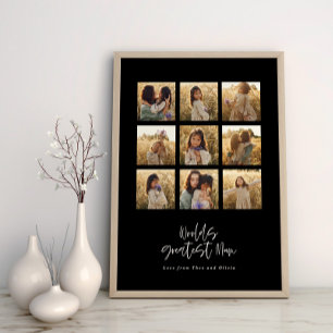Greatest Mum black multi photo elegant stylish Poster