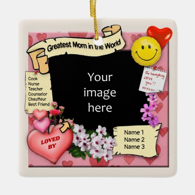 Greatest Mum (customisable) Ceramic Photo Ornament (Front)