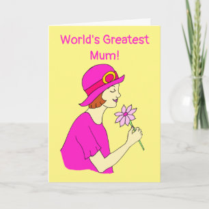 Greatest Mum Pink Hat Mother's Day Card