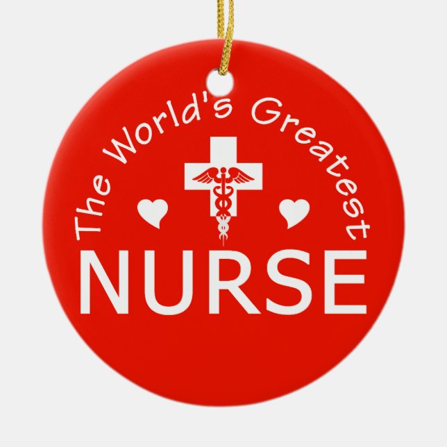 Greatest Nurse ornament, customize Ceramic Tree Decoration (Front)