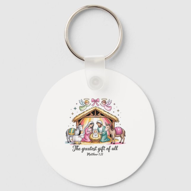 Greatest Of All Nativity Design Festive Apparel  Key Ring (Front)