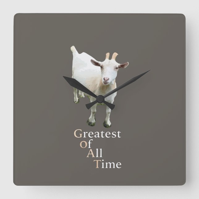 Greatest of all time Goat Square Wall Clock (Front)