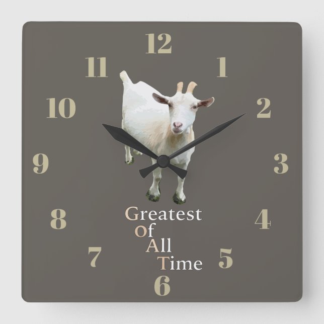Greatest of all time Goat Square Wall Clock (Front)