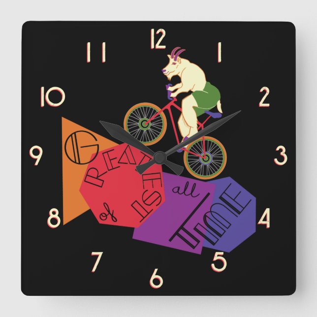 Greatest of All Time mountain biking goat Square Wall Clock (Front)