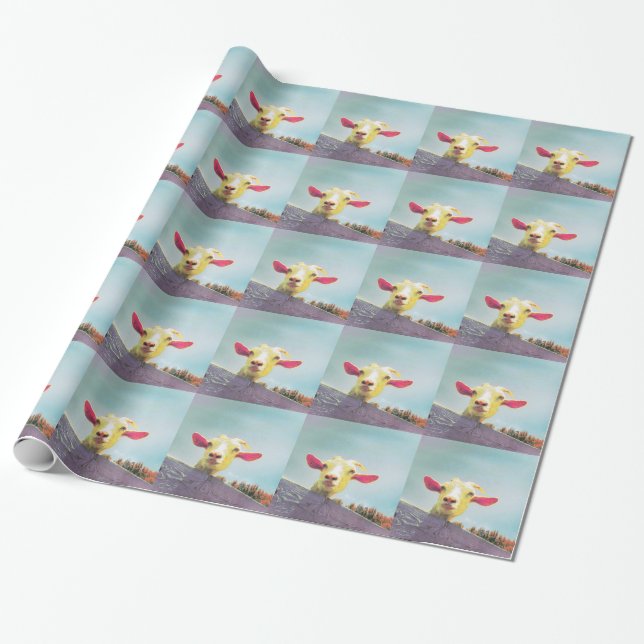 Greatest of All Time pink eared goat Wrapping Paper (Unrolled)
