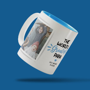 Greatest Papa Father's Day 2 Photo Two-Tone Coffee Mug
