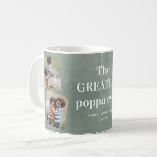 Greatest poppa photo collage Grandparents Day Coffee Mug (Front Left)
