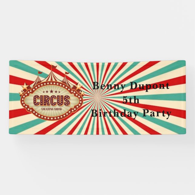 Greatest Show On Earth Circus Kids Birthday Party Banner (Horizontal)