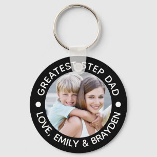 GREATEST STEP DAD Photo Your Colour Personalised Key Ring