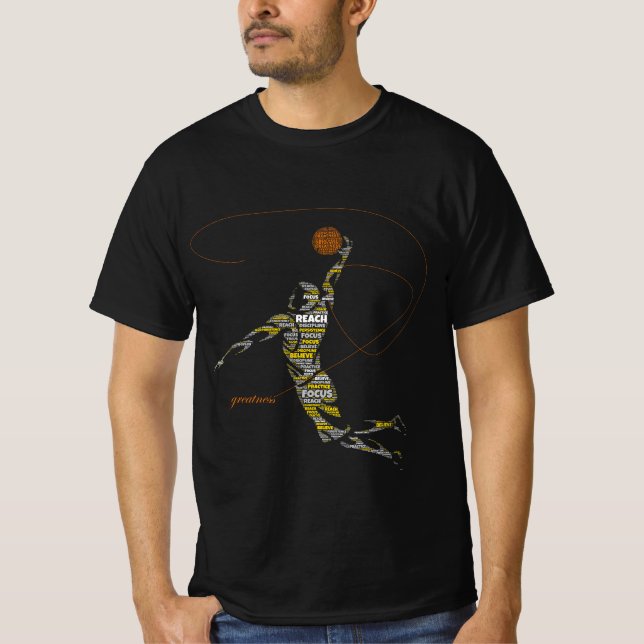 Greatness Basketball Typography Player T-Shirt – M (Front)