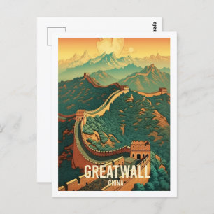 Greatwall China Vintage Famous Travel Place Postcard