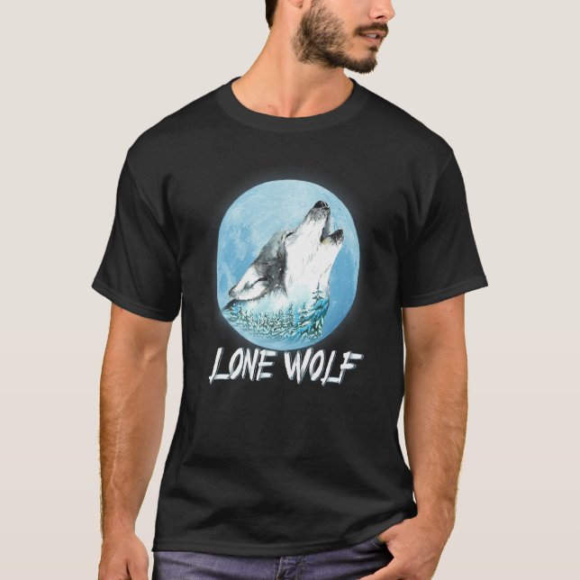 Greay Wolf Howl At The Moon T-Shirt (Front)