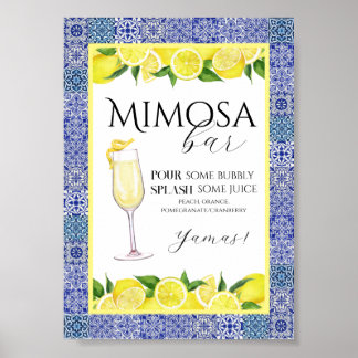 Grecian Blue and Lemon Mimosa Bar Poster