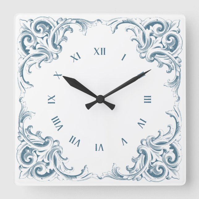 Grecian Mediterranean Decorative Square Wall Clock (Front)