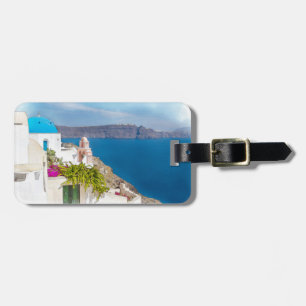 Grecian Paradise. Watercolor painting of Santorini Luggage Tag