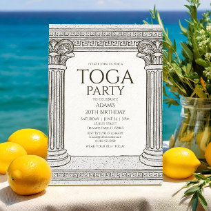 Grecian Toga Party Invitation with stone columns