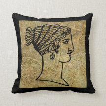 Grecian Woman Greek Antique Scroll Throw Pillow