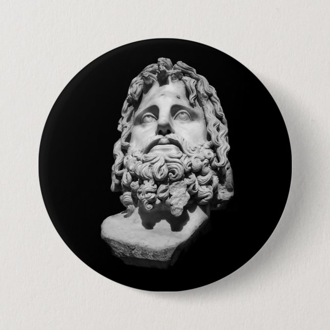 Greco Roman Bust 7.5 Cm Round Badge (Front)