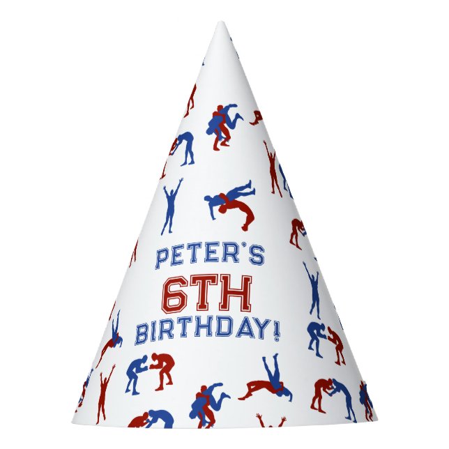 Greco Roman Freestyle Wrestling Birthday Party Hat (Front)