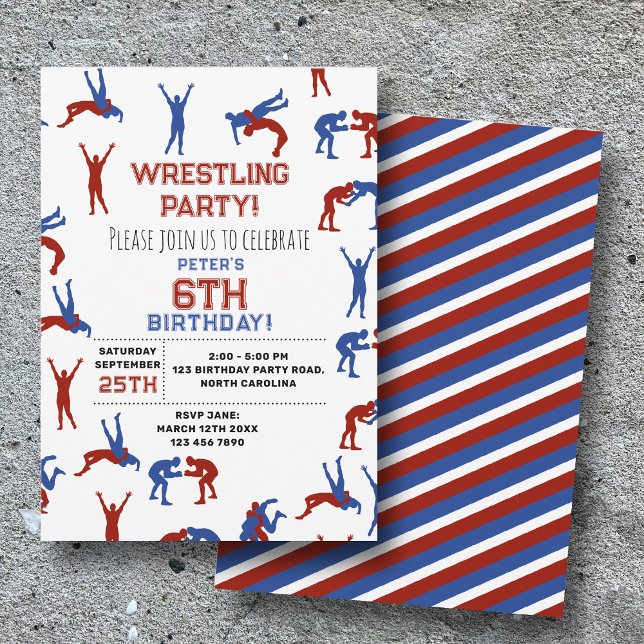 Greco Roman Freestyle Wrestling Kids Birthday Invitation (Greco Roman Freestyle Wrestling Kids Birthday Invitation)