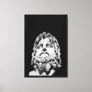 Greco Roman Marble Bust Classical Black and White Canvas Print