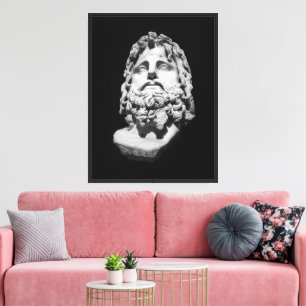 Greco Roman Marble Bust Classical Black and White Canvas Print