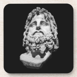 Greco Roman Marble Bust Classical Black and White Coaster