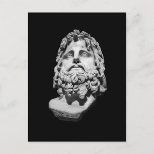 Greco Roman Marble Bust Classical Black and White Holiday Postcard